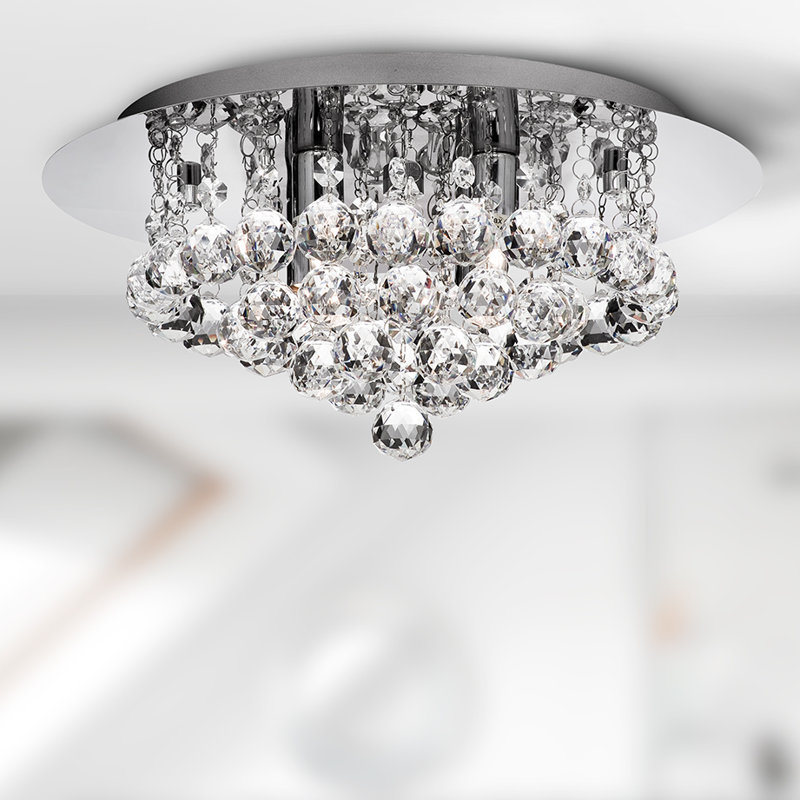 Kessler Glass Flush Mount, Chrome