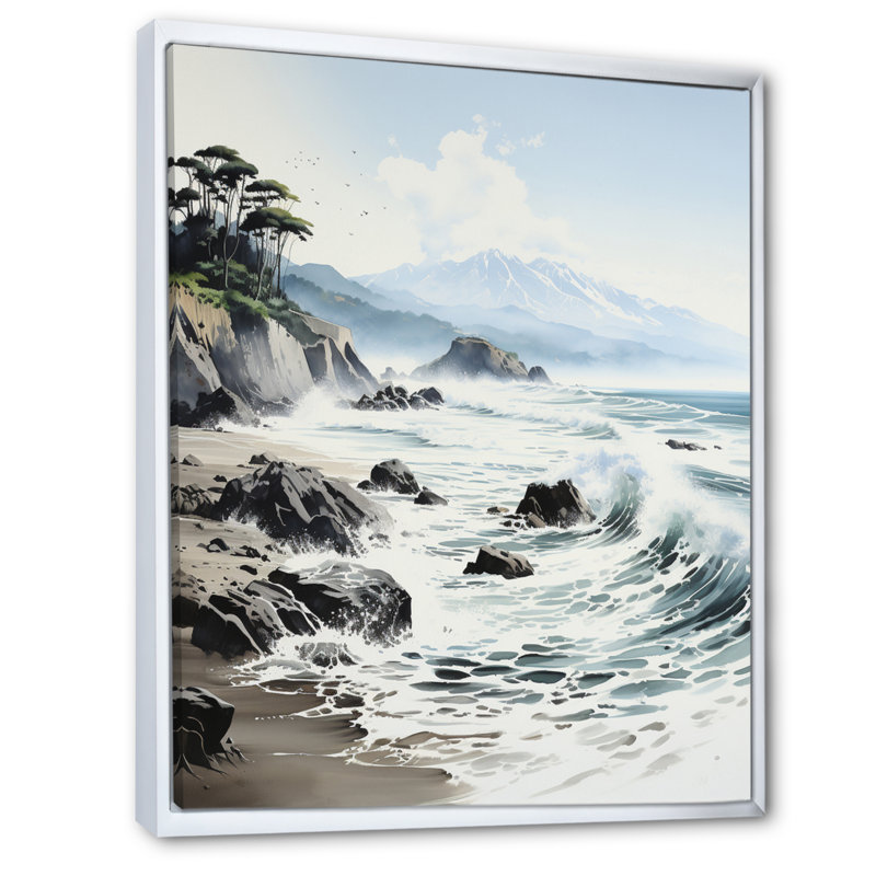 «Vanalstyne Beach Photo Mountain Majesty II», reproduction sur toile, H 44 po x l 34 po x P 1,5 po, Cadre flottant blanc