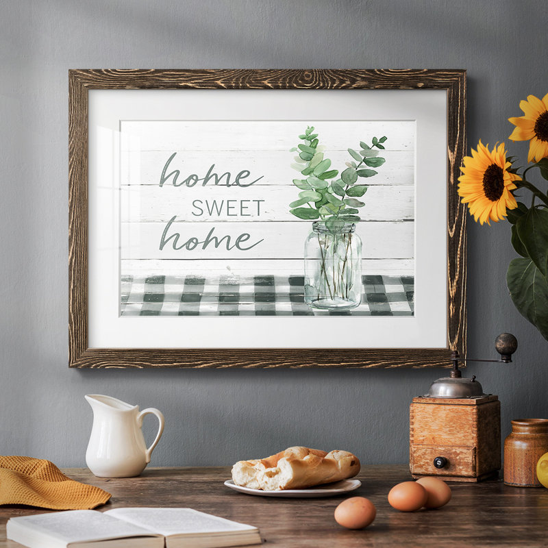 «Eucalyptus Home Sweet Home», reproduction encadrée rustique avec tableau mat, Noyer, H 22 po x l 32 po