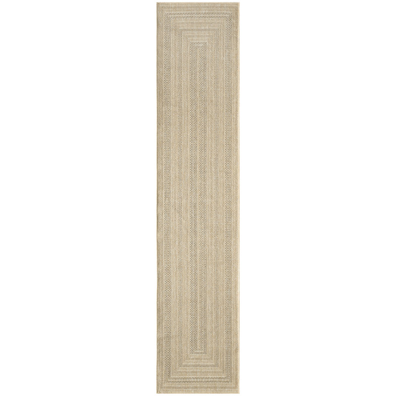 Tapis intérieur / extérieur géométrique Cascio, Gris taupe, Tapis de couloir 2 pi x 6 pi