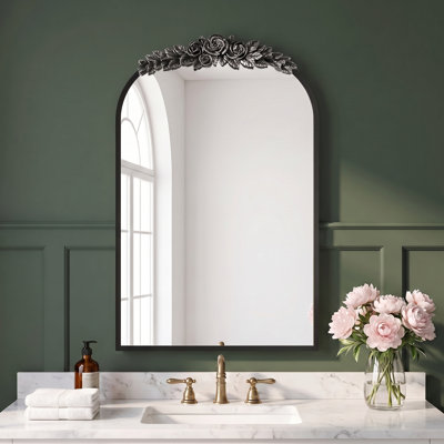Vintage Recessed or Surface Medicine Cabinet Mirror with Adjustable Shelf & Jewelry Hooks