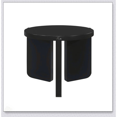 Table de bout ronde en bois avec finition noire élégante et fabrication en bois d'hévéa durable pour les intérieurs modernes