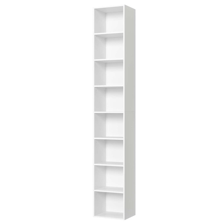 Millwood Pines Gracyn 8-Tier Narrow Bookshelf With Adjustable