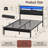 Black Oak & Metal Bed Frame with LED Lights, Charging Station, Storage Shelves & 2 Fabric Drawers, Noise-Free Metal Slats Support, No Box Spring Needed-666011791