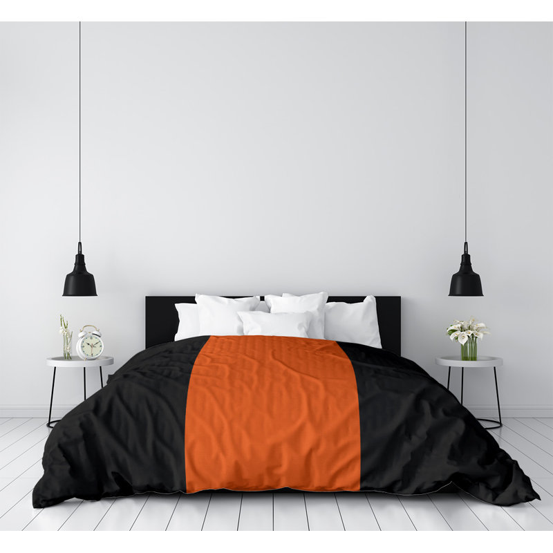 Édredon simple réversible Baltimore Baseball, Édredon très grand, Noir / Orange / Noir