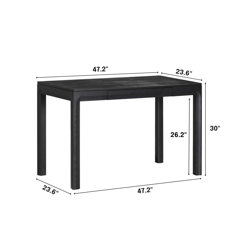 NTC Flow Modern Wooden Rectangle Desk Table with Hidden Drawer – Waterproof & Heat Resistant, Burnt Black
