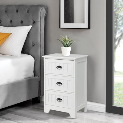 Rockett 3 Modern 3-Drawer Wood Nightstand With Vintage Metal Handles
