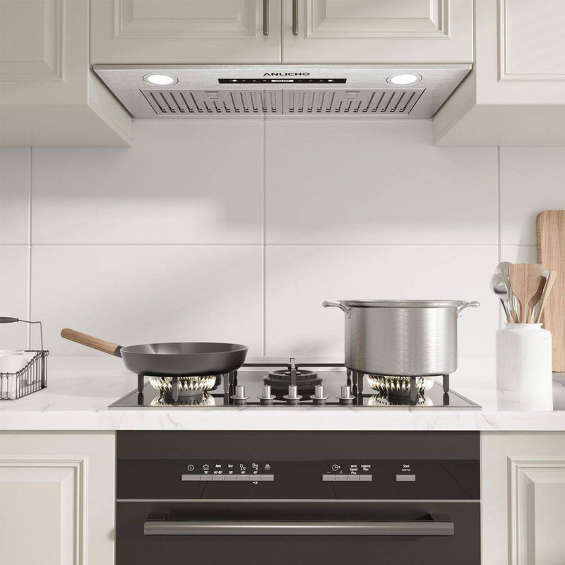 30" 900 CFM Stainless Steel Insert Range Hood, Convertible Ducted/Ductless, Touch & Gesture Control, LED