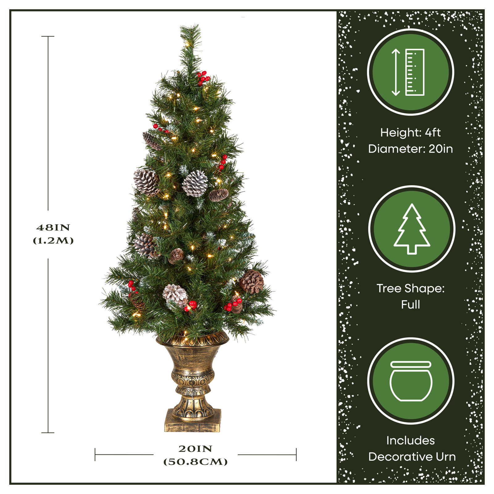 Frosted 4' Pre-Lit Pine Christmas Tree