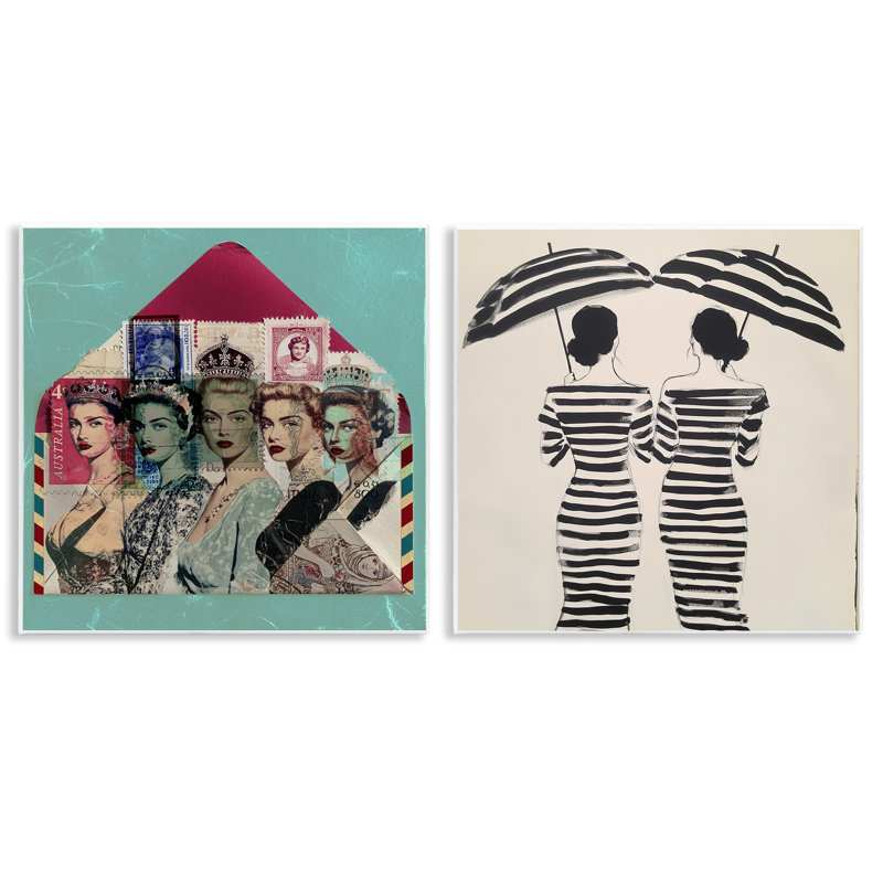 Ensemble de 2 plaques postales glam Glam & Fashionistas, design par Annabelle Hall