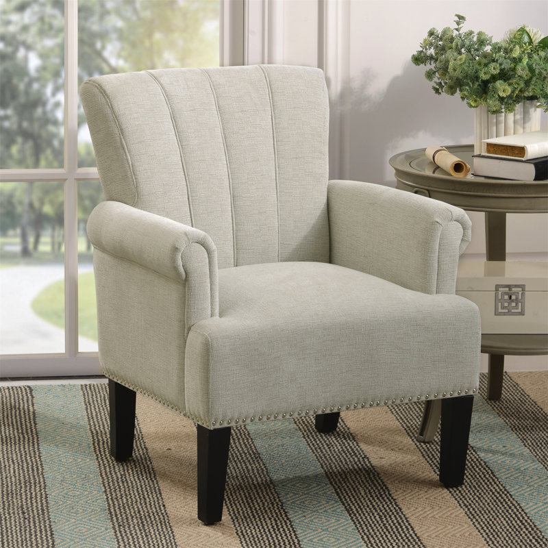Upholstered Chair And A Half, Cream Polyester