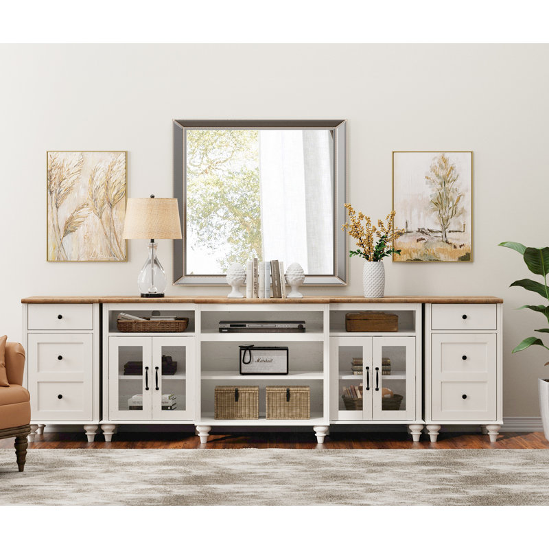 Scarlett TV Stand, Home Entertainment Center With Charging Station For 85 Inch TV, Large TV Console With Storage Cabinet