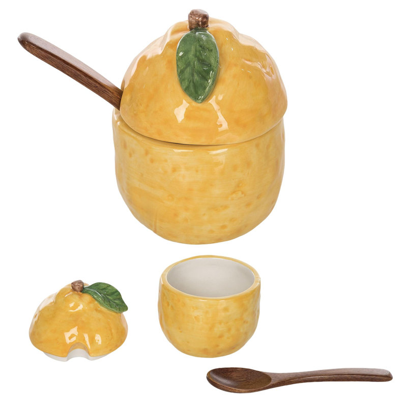  Sucrier citron en céramique avec cuillère en bois Home Decorations Spring