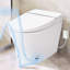 Toilette à siège chauffant avec double chasse - Capteur de pied, nuit, commande à bouton, chasse d'eau puissante, conception attrayante