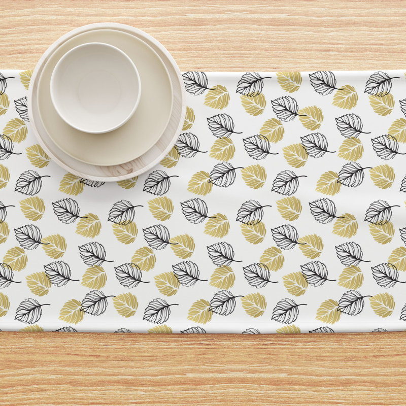 Table Runner, 100% Cotton, 16X108", Golden Leaves, 108" L x 16" W