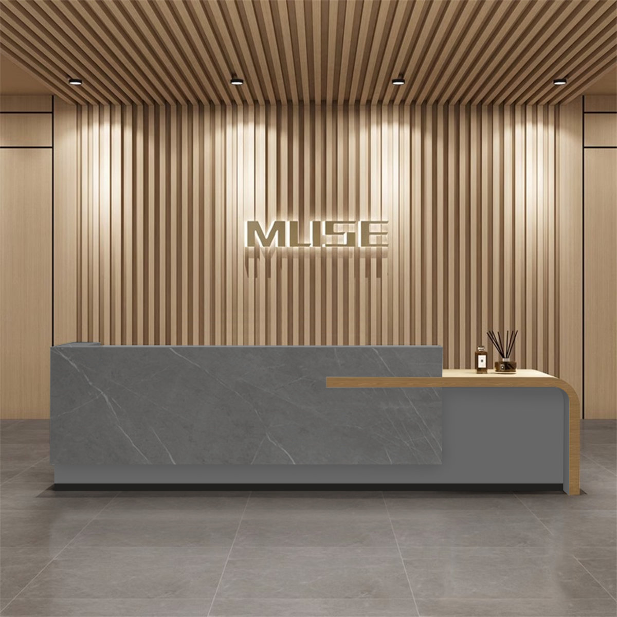 Mercer41 2 Person Rectangle Laminate Reception Desk with Filing