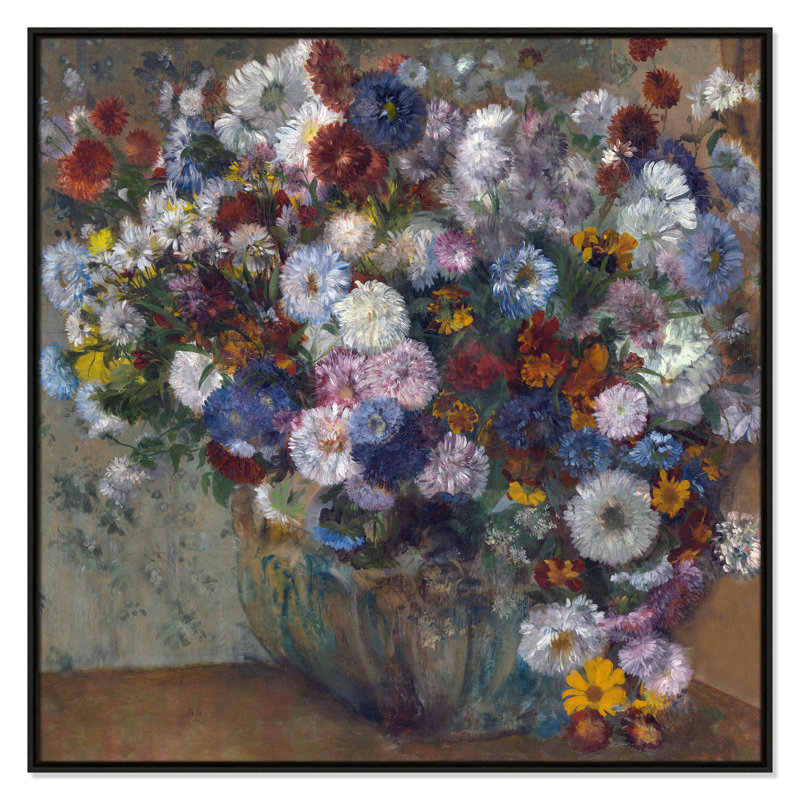 «A Vase of Flowers» par Edgar Degas, Toile encadrée flottante espresso, Pas de tapis, H 41,5 po x l 41,5 po x P 2 po