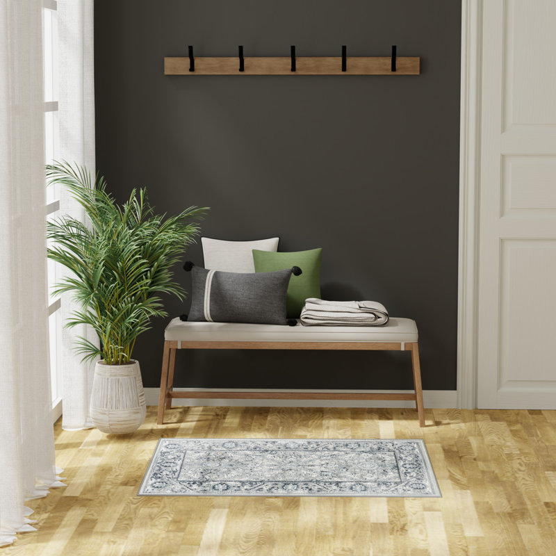 Leuchte 2' x 4' Grey Navy Vintage Indoor Rug, Runner 2' x 4'