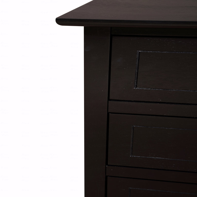 Versatile Transitional Nightstand With Three Drawers, Black
