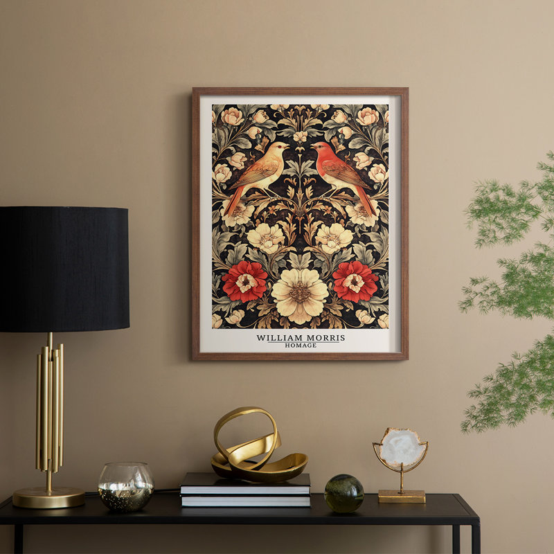 WM MORRIS Series CCCLXVII Framed Print - Solid Wood, Noyer, H 21 po x l 17 po