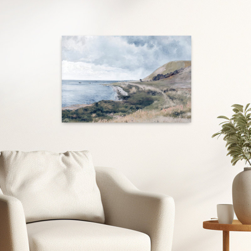 Paysage de bord de mer abstrait, paysage côtier, H 24 po x l 16 po