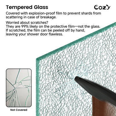 56-61" W x 79" H Frameless Double Sliding Shower Door with 3/8" (10mm) Clear Tempered Glass, Shatter-Resistant Film & Installation Hole Locator