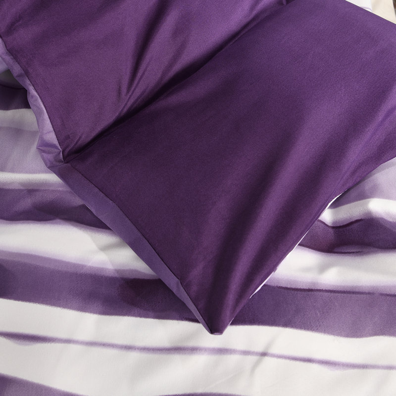 Complete Bedding Set Bliss Stripe Purple Duvet Cover, Matching Fitted Sheet & Pillowcases
