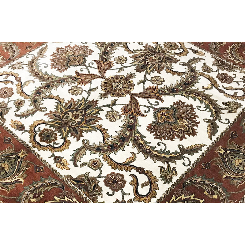 Tapis ivoire et rouille de grande qualité noué à la main Trinity