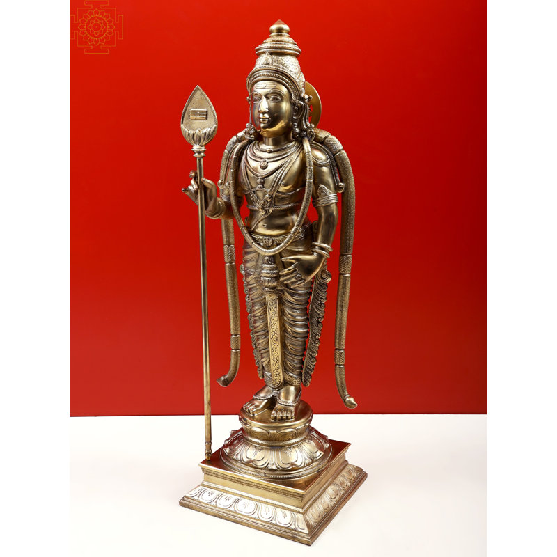 Superbe statue en bronze 26 po Karttikeya