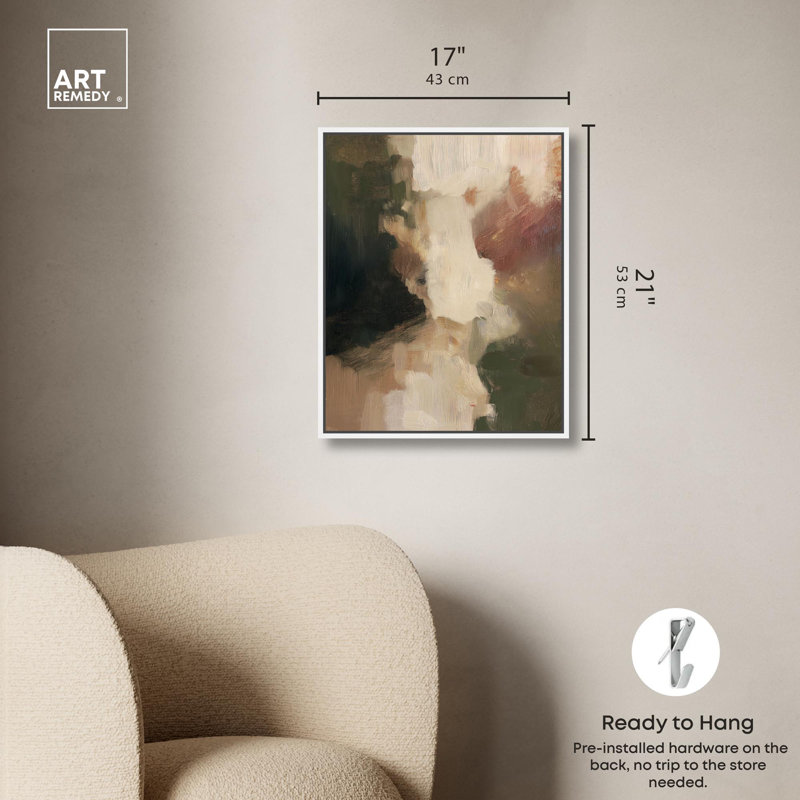 «Mist and Memory I Boho», reproduction d'art sur toile par Art Remedy, H 24 po x l 30 po, Cadre blanc