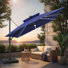 Parasol de patio carré en porte-à-faux à lumière solaire 128 po x 128 po avec base