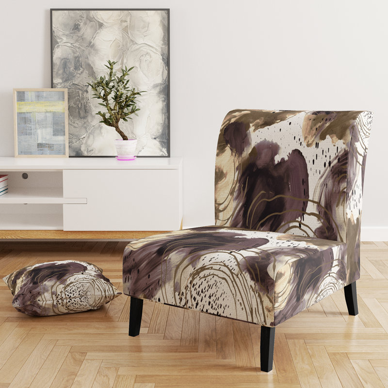 Fauteuil de chambre abstrait l 22 po Kyleena , Brun/ crème/ blanc
