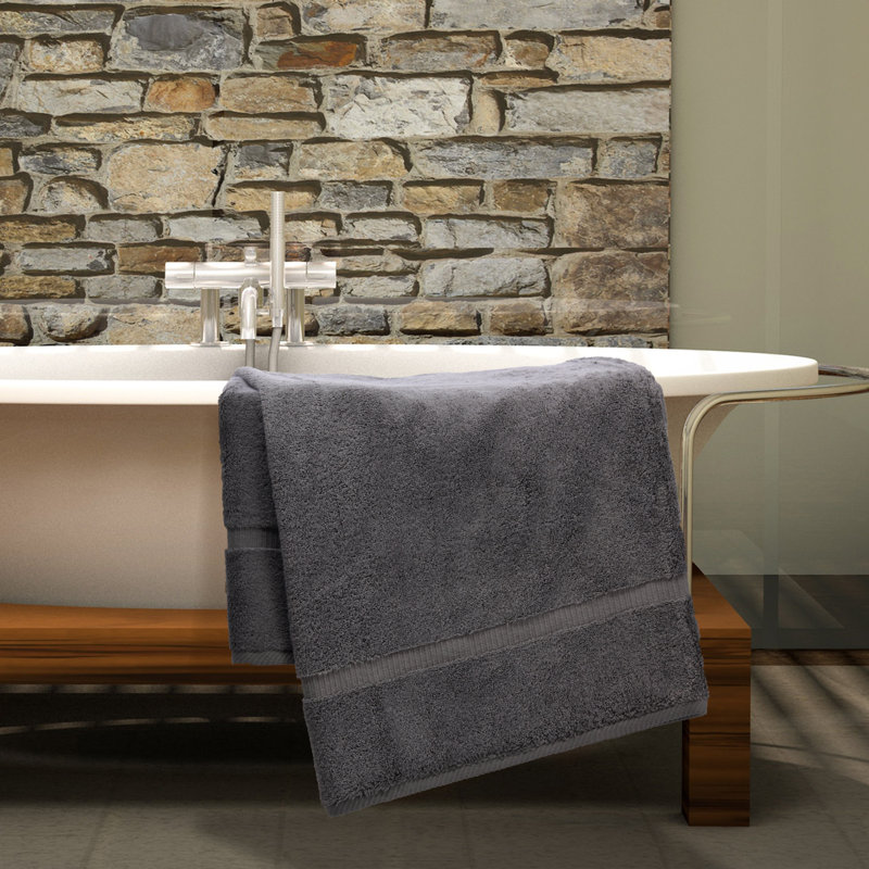 Ensemble de serviettes de bain en coton turc 2 pièces Wellston, Gris
