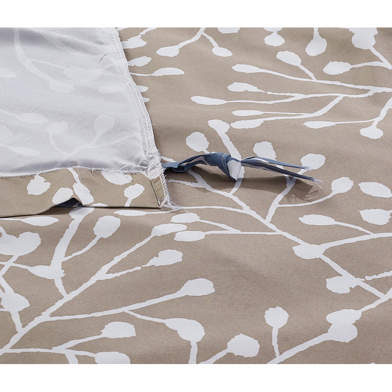 Ensemble de housse de couette réversible branches Sequoia, Couette double / grand et 2 taies décoratives, Brun clair
