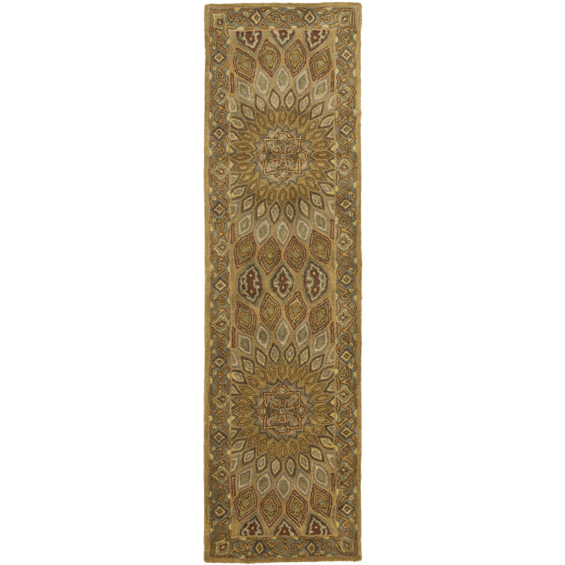 Gideon Hand Tufted Wool/Cotton/Latex Oriental Rug in Light Brown/Gray, Runner 2'3" x 12'