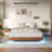 Queen Floating Bed Frame With Led Lights, Fluted Bed Frame Floating-1285772236