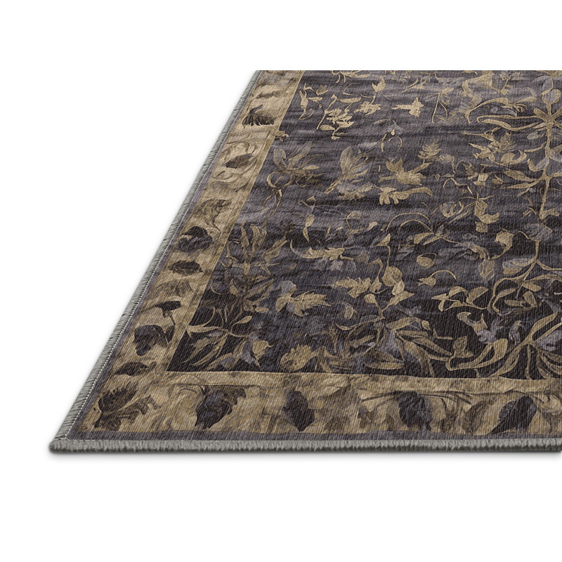 Machine Washable Gray Area Rug, Runner 2' x 4'