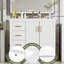 Meuble-lavabo de 36 po, structure en bois massif, lavabo en céramique, 3 tiroirs, charnières, rangement spacieux, motif de rainure unique, poignée en métal exquis, style rétro, conception moderne, glissière de tiroir lisse, pour 36 po,-700557660