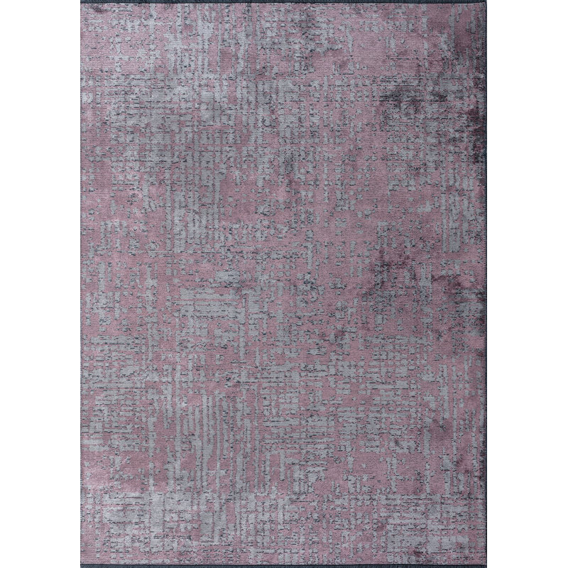 Lilac/Pink/Gray Abstract Luxury Area Rug, Rectangle 7'10" x 11'2"