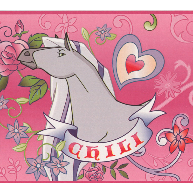 Caricature d'une bordure murale Horseland, Rouge