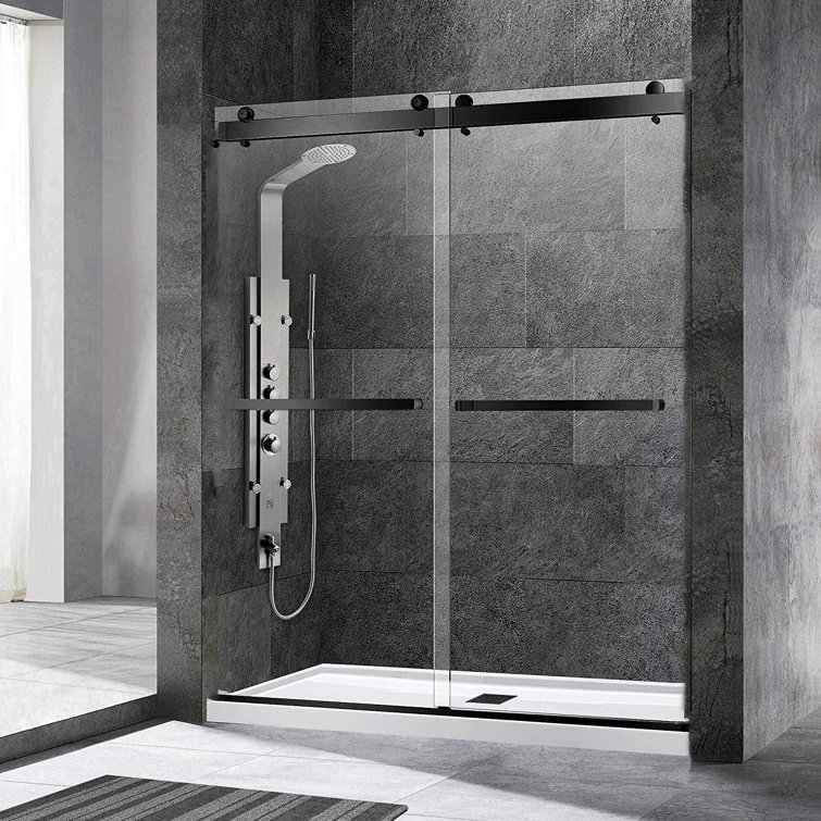 56'' - 60'' W x 76'' H Sliding Frameless Shower Door with Clear Glass