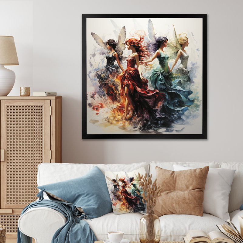 Fantastiques fées - art mural fées, Cadre simple noir, H 30 po x l 30 po x P 1,5 po