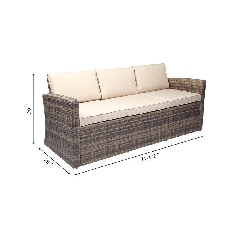 Canapé d'extérieur en osier de 71,5 po de largeur avec coussins Silloth