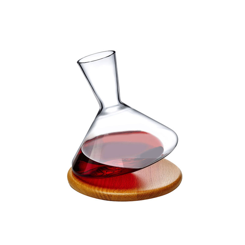 Clear Lead-Free Crystal Wine Decanter with Wooden Base