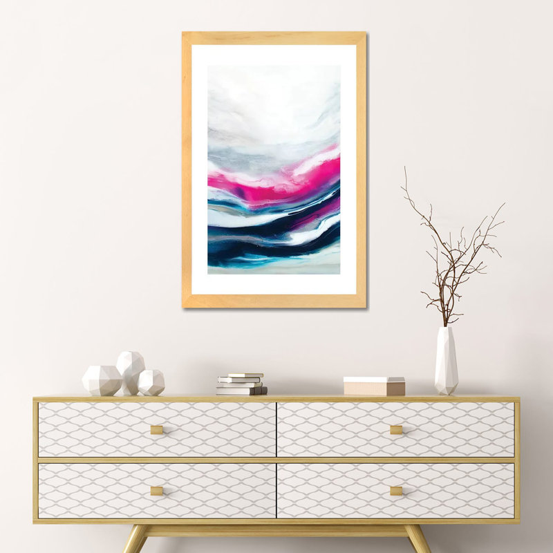 Fuchsia Wave Part 2, 24" H x 16" W x1" D, White, Natural Wood Paper