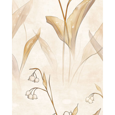 Papier peint botanique doux «Lily of the Valley» pour un rouleau adhésif