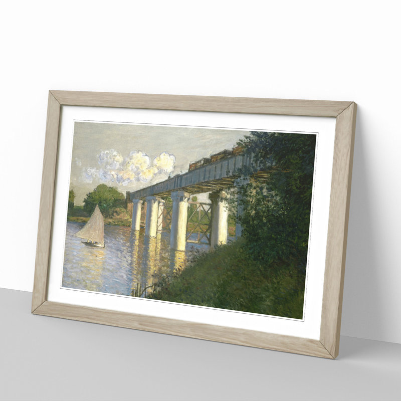 Railroad Bridge, Argenteuil by Claude Monet - Picture Frame Painting, Oak Framed, 36cm H x 48cm W x 2cm D