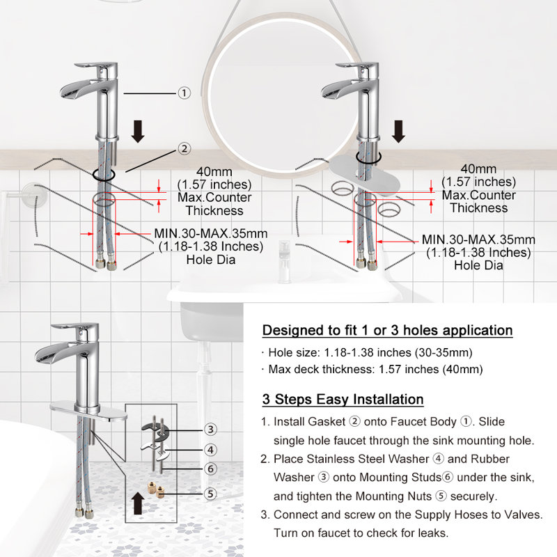 Single-Hole Single-handle Bathroom Faucet with Drain Assembly, Polished Chrome