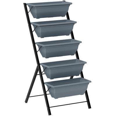 5-Tier Raised Garden Bed 63*55*120 cm 1 Piece Plant Stand Grey with Removable Boxes