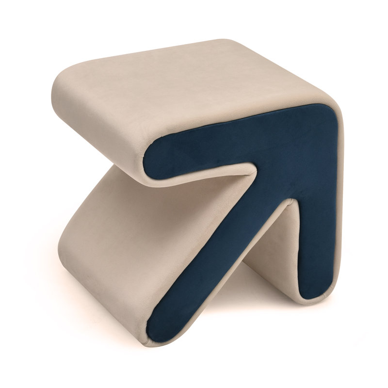 Auryana Velvet Ottoman, Beige